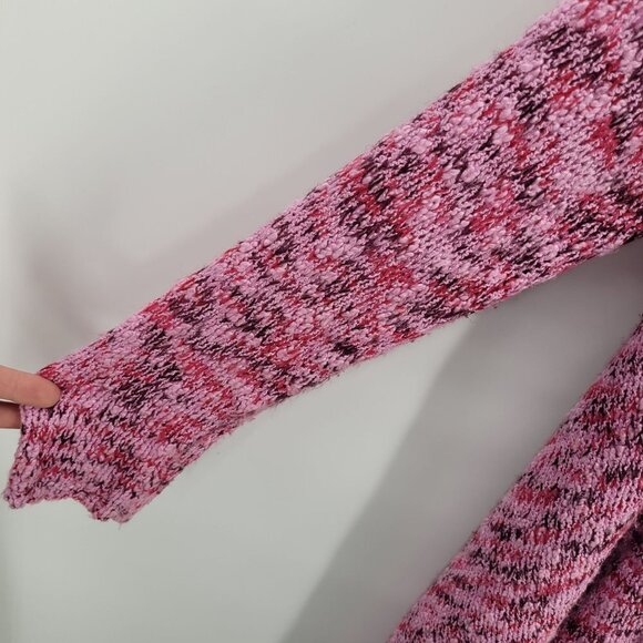 BCBG Maxazria Womens Large Marled pink black waterfall drape open front cardigan - Picture 2 of 10